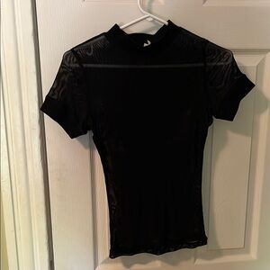 Black Short Sleeve Fitted Bodysuit with Mandarin Collar